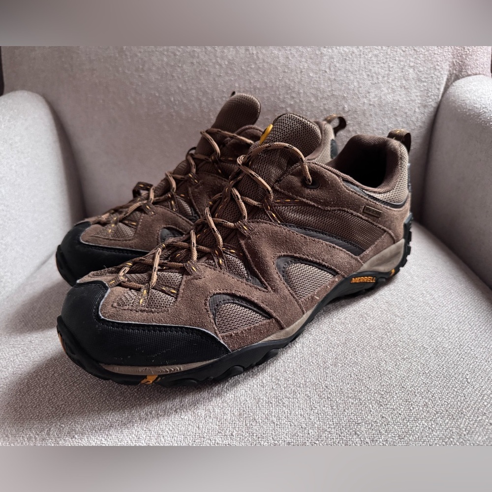 Merrell Brown Leather Hiking Shoes Men Size 12 *read Description* - Picture 1 of 7